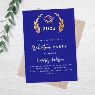 Invitation Naby lauréat d'or bleu couronne 2025 Graduation Pa