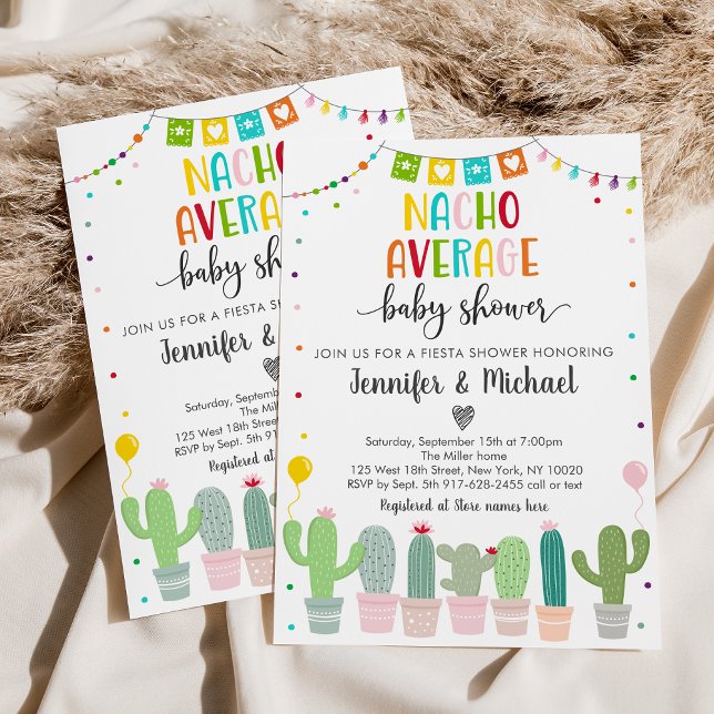 Invitation Nacho Baby shower moyen Cactus Fiesta (Créateur téléchargé)