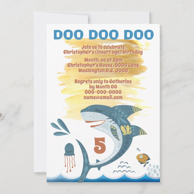 Invitation Nageoires de tatouage de saut de requin DO-IT-YOUR (Devant)