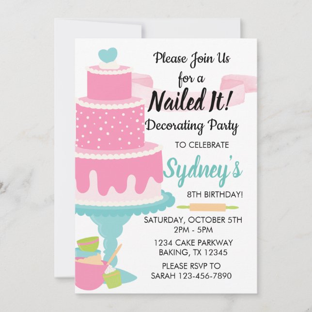 Invitation Nail It Cake Décoration Baking Anniversaire (Devant)