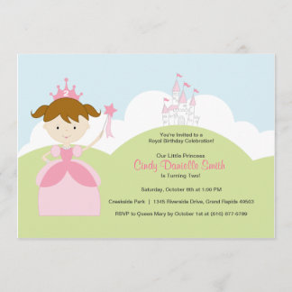 Invitation Naissance de la princesse des cheveux Brown à rose