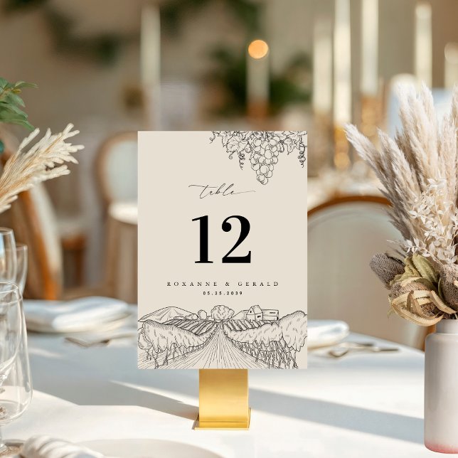 Invitation Napa Valley Vineyard Winery Wedding Table Number (Créateur téléchargé)