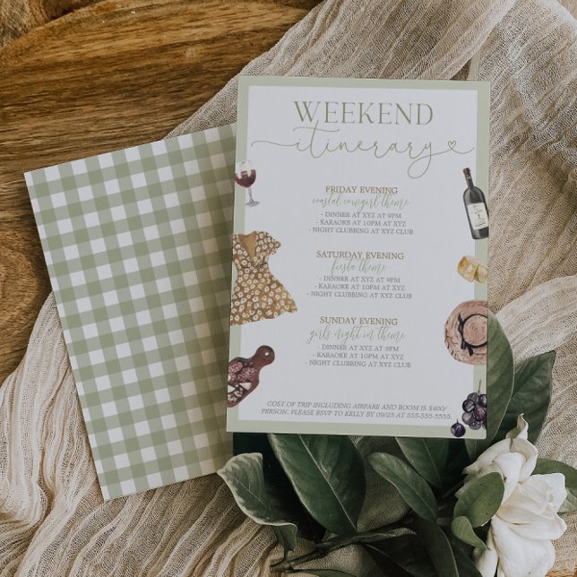 Invitation Napa Valley Winery Bachelorette Itinéraire (Créateur téléchargé)