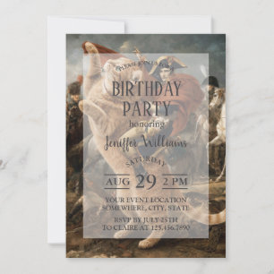 Invitation Napoléon chevauchant un chat géant de bataille