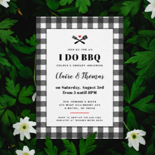 Invitation Nappe à carreaux de pique-nique noir et blanc I Do