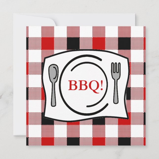 Invitation Nappe rouge noire En vichy barbecue (Devant)