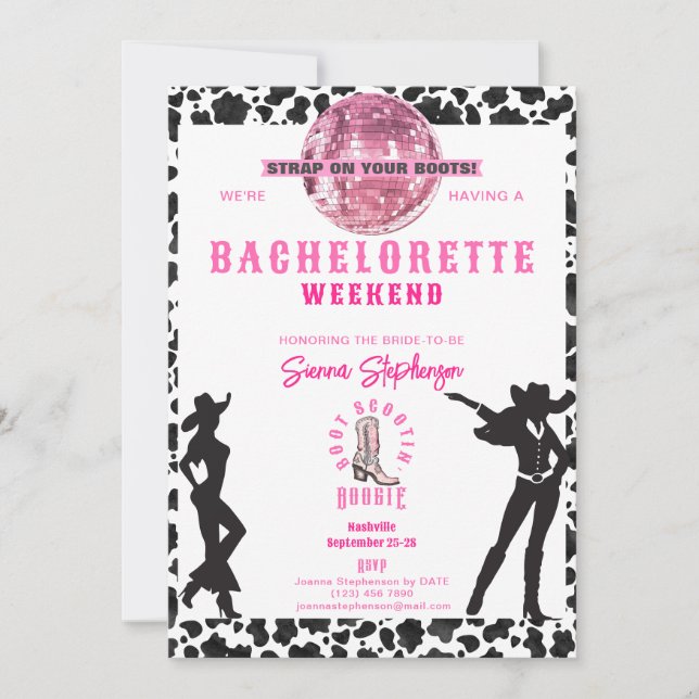 Invitation Nashville Cowgirl Disco Rodeo Bachelorette Week-en (Devant)