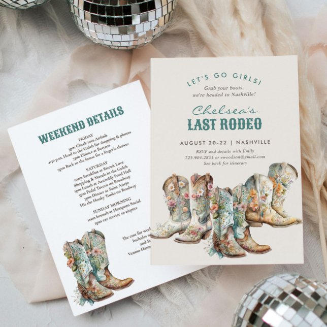 Invitation Nashville Dernier Rodeo Boots Bachelorette Party (Créateur téléchargé)
