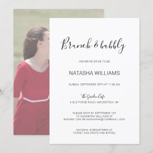 Invitation Natasha Rustic Calligraphy Photo Brunch & Bubbly