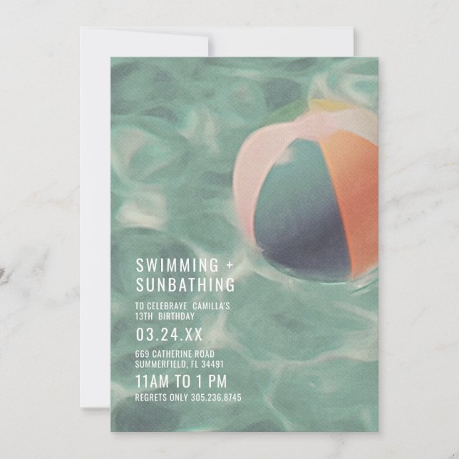 Invitation Natation et bronzage (Devant)