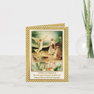 Invitation Nativité Bergers & Anges Noël Doré