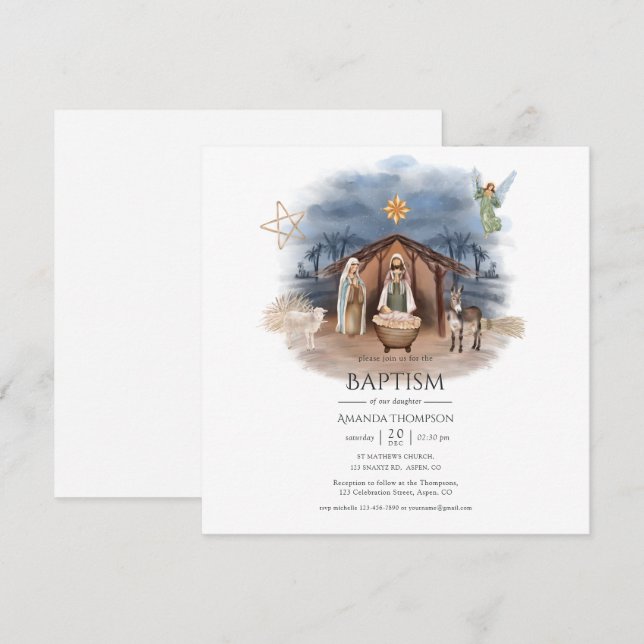 Invitation Nativité de Noël Religieux Naissance Jésus Christ  (Devant / Derrière)