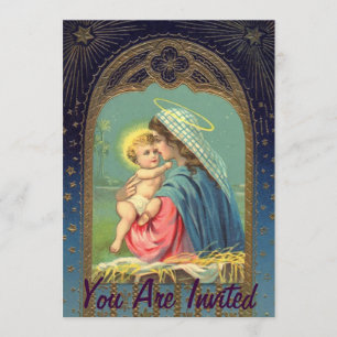 Invitation Nativité Marie tenant le bébé Jésus