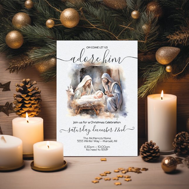 Invitation Nativité Noël avec bébé Jésus, Marie & Joseph (Créateur téléchargé)