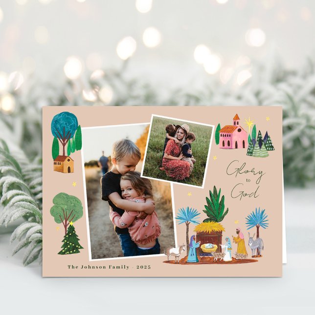 Invitation Nativity Scenen 2 Photos Christmas Greeting Card (Nativity Scenen 2 Photos Christmas Greeting Card)