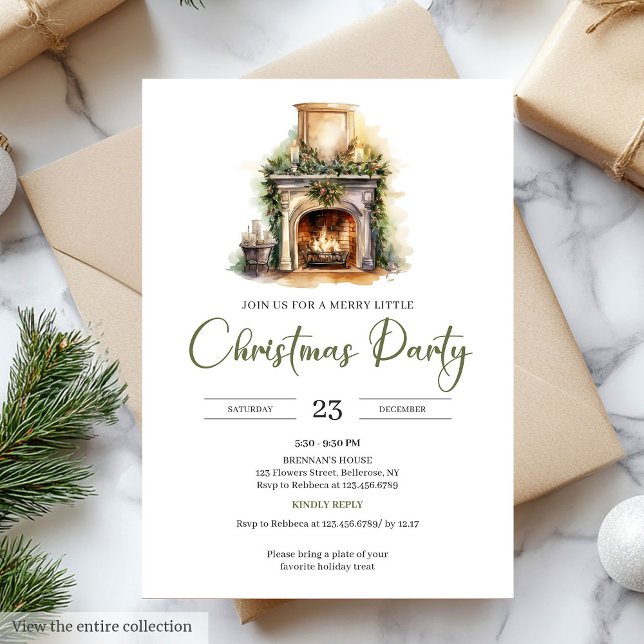 Invitation Natural Palette Moss Green Botanical Nordic Xmas (Natural Palette Moss Green Botanical Nordic Christmas Party

)