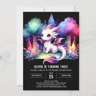 Invitation Nature Aquarelle Dragon Anniversaire