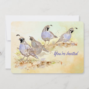 Invitation Nature California Quail Bird Anniversaire Party
