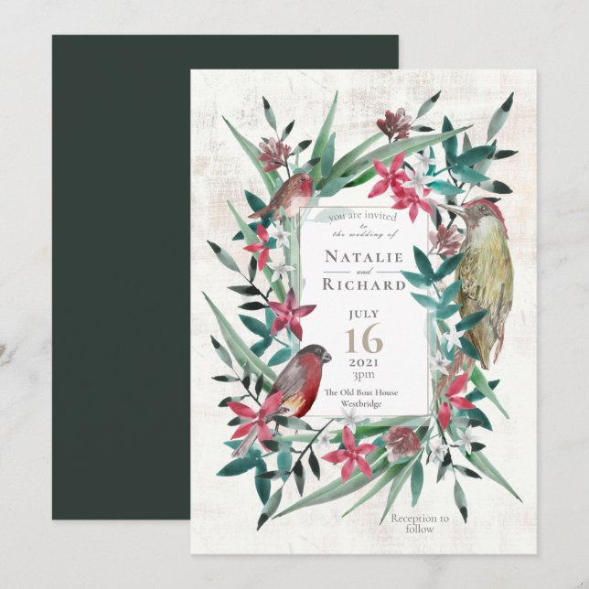 Invitation Nature de l'aquarelle de la campagne boho rustique (Devant / Derrière)
