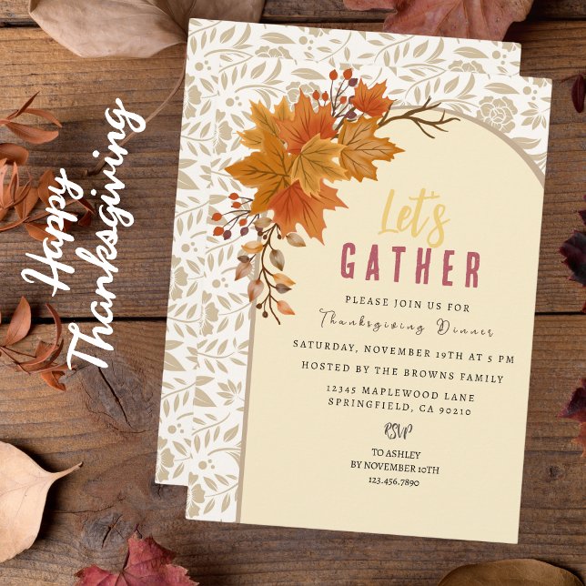 Invitation Nature florale personnalisée Thanksgiving (Créateur téléchargé)