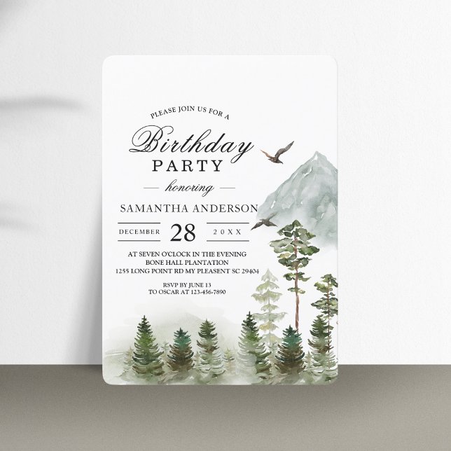 Invitation Nature moderne Forêt verte | Aquarelles (Créateur téléchargé)