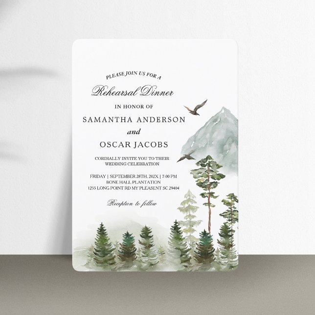 Invitation Nature moderne Forêt verte | Aquarelles (Créateur téléchargé)