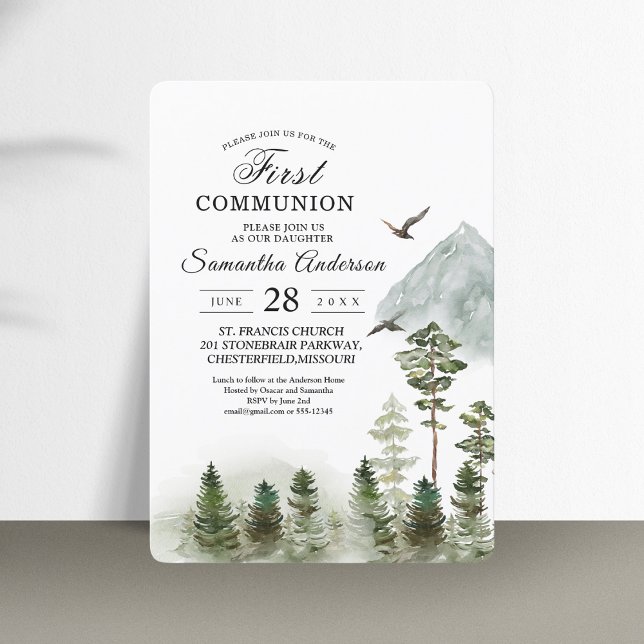 Invitation Nature moderne Forêt verte | Aquarelles (Créateur téléchargé)