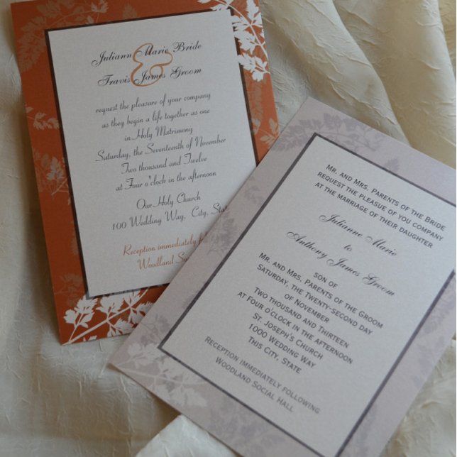 Invitation Nature romantique Mariage d'argent (Créateur téléchargé)