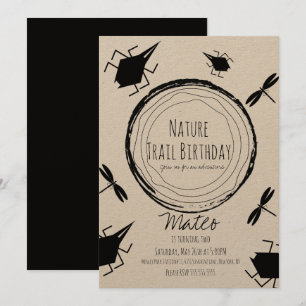 Invitation Nature Trail Insect Beurre Anniversaire Rustique