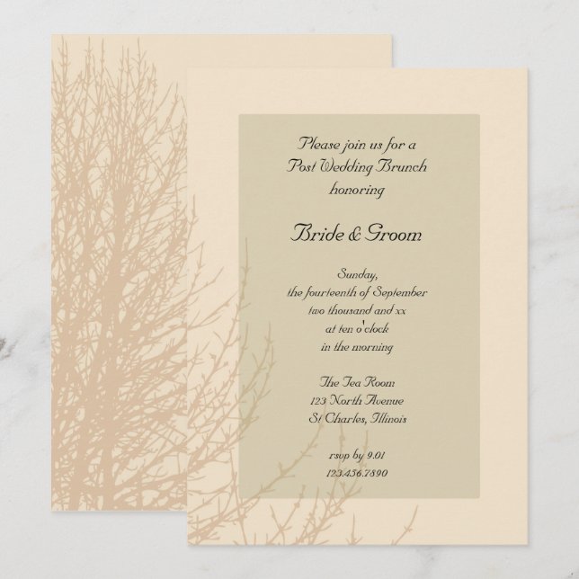 Invitation Nature's Branches Réception de Mariage du Lendemai (Devant / Derrière)