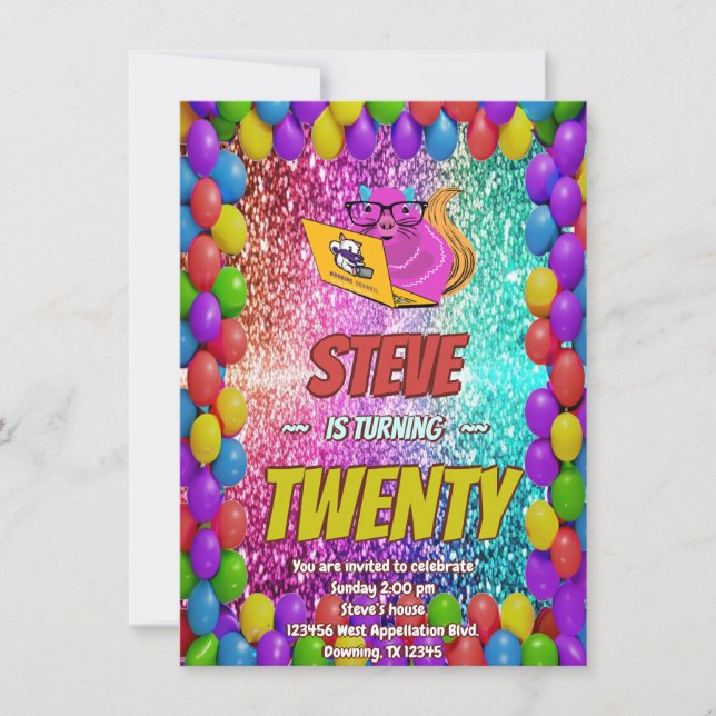 Invitation Naughty Squirrel Internet Party Anniversaire Invit (Devant)