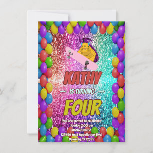 Invitation Naughty Squirrel Skateboard Anniversaire Invitatio