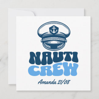 Invitation nauti crew retro blue 