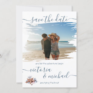 Invitation Nautical Beach Photo Enregistrer la date Invitatio