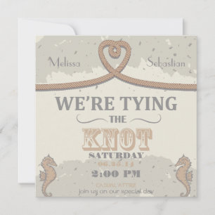 Invitation Nautical Beach Sand Heart Noir
