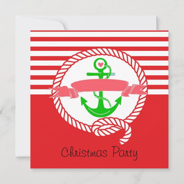 Invitation Nautical Christmas Party Père Noël and  (Devant)