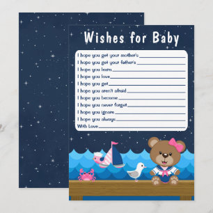 Invitation Nautical Girl Bear rose et les voeux de marine pou