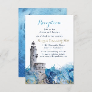 Invitation Nautical Lighthouse Vagues Réception de mariage In