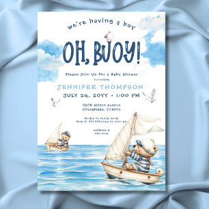 Invitation Nautical Oh Boy Nounours Baby shower