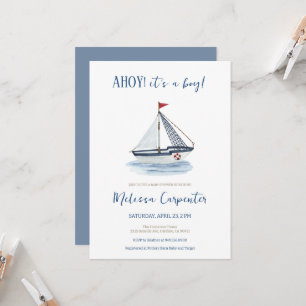 Invitation Nautical Sailboat Ahoy c'est un Baby shower garçon