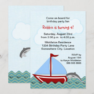 Invitation Nautical Sailboat fête d'anniversaire