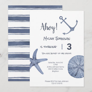 Invitation Nautique Bleue Anniversaire N'Importe Q