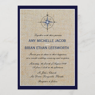 Invitation Nautique Compass/Yacht Club Marine Beach Mariage