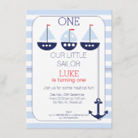 Invitation nautique d'anniversaire de bateaux à