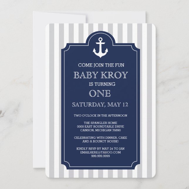 Invitation nautique de baby shower (Devant)