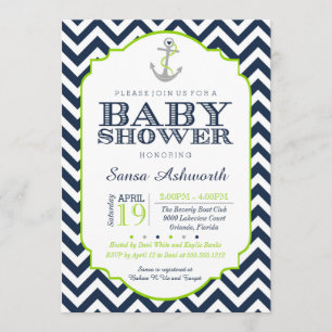 Invitation nautique de baby shower, bleu de chaux