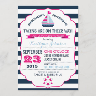 Invitation nautique de baby shower d'Ancre et de