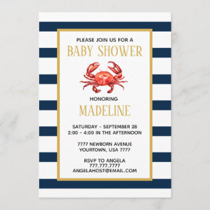 Invitation nautique de baby shower de crabe de