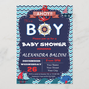 Invitation nautique de baby shower pour un garçon