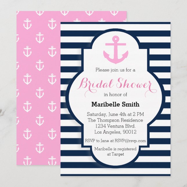 Invitation Nautique De Douche Nautique (Devant / Derrière)